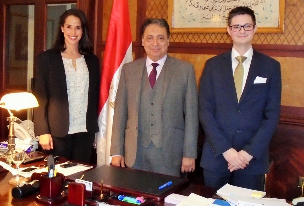 Focus Reports' Carla Verdura and Alexander Ackerman with Minister Of Health, Dr. Ahmed El Din Rady